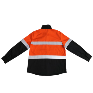 เสื้อผ้านิรภัยแบบเย็บสองสีชุดทำงานผ้าฝ้ายสีส้มและสีดำสะท้อนแสงปรับแต่งโลโก้ได้ - Product Image 6