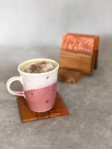 Classic Handcrafted <b>Marble</b> <b>Coaster</b> Set Walnut Wood Drink Cup Holders for Kitchen Table Wedding Gift - Product Image 2