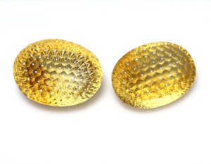 Cuenta ovalada de plata con piedras preciosas de citrino de cuarzo Natural de 126 quilates con tallado de patrón de Peine de miel para collar - Product Image 1