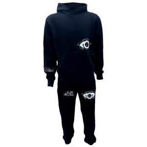 Chándal de algodón con estampado de peso pesado de invierno para hombre, transpirable, con capucha, diseño personalizado, patrón sólido, conjunto de logotipo, servicio OEM de tendencia - Product Image 1