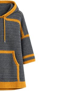 Robe pull à capuche en tricot épais personnalisée pour femmes, manches longues, poche kangourou, décontractée, pull d'hiver à capuche, gris foncé, moutarde - Product Image 3