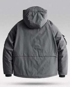 Chaqueta de bombardero Techwear de estilo japonés para hombre, ropa de calle urbana, Hip Hop Cyberpunk, cuello largo con capucha, estilo urbano negro - Product Image 3