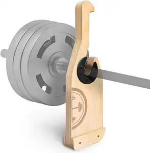 Wooden Barbell Jack with Non-Slip Handle for Lifting Fitness Equipment