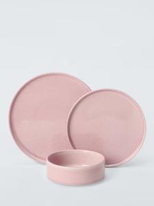 Ensemble d'assiettes en céramique rose doux, finition texturée subtile, forme élégante, qualité durable pour un attrait culinaire contemporain - Product Image 1