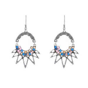 Boucles d'oreilles Urthn Fine Dangle Multicolore Pierre Plaqué Rhodium Modèle 1311806A - Product Image 1