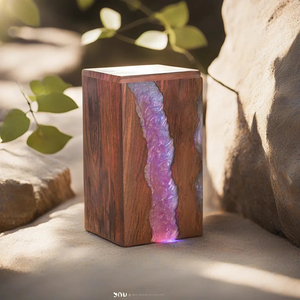 Urne de crémation en palissandre incrustation de résine rose urnes de crémation commémoratives personnalisées pour les cendres humaines et animales - Product Image 1