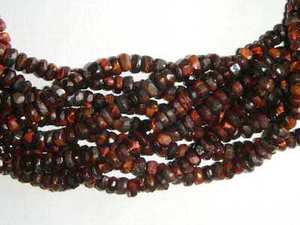 Pierre naturelle en vrac, prix de gros, œil de tigre rouge, pierre ronde à facettes, taille 3.5-4mm, longueur 13 pouces, fabrication de bijoux - Product Image 2