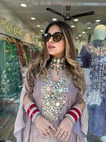Designer pakisatani indien porter exclusif brodé avec un vrai miroir travaillé haut Plazzo ensemble fantaisie le plus vendu Salwar Kameez