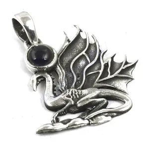 Pendentif en argent 925 avec pierre précieuse noire CZ, pendentif passe le testeur de diamants, platine avec rubis, cadeau pour lui - Product Image 3