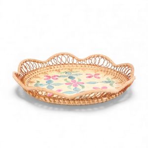 Plato Ecológico de Nácar con Ribete de Ratán Tradicional para Decoración de Mesa de Comedor y Servicio en el Hogar, Procedente de Vietnam - Product Image 1