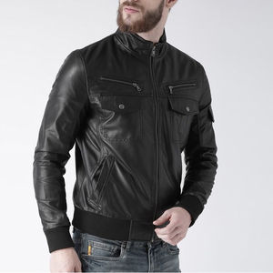 Veste en cuir pour homme à double boutonnage avec logo sur le devant Imperméable Coupe-vent Élégant Intemporel Tenue de soirée décontractée - Product Image 5