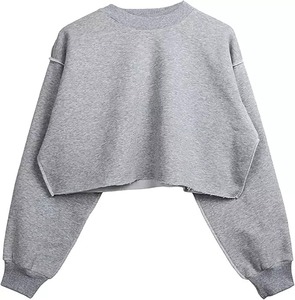 Custom Dropped Shoulder Crewneck <b>Sweats</b> Crop <b>Top</b> Cropped Streetwear Hoodies Women Sweatshirt - Product Image 5