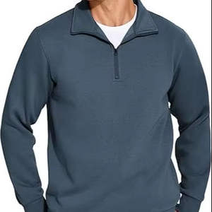 High Quality Casual Hoodies Custom Logo <b>Men</b> Fleece <b>Sweatshirt</b> Quarter 1/4 <b>Half</b> <b>Zip</b> up High Neck Oversize Pullover Thermal OEM - Product Image 3