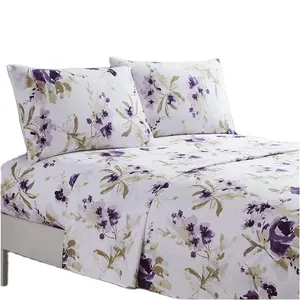 Luxury Bed Sheets Customize Size Full Set Printed Fitted Bed Sheet Set 100% Polyester Microfiber Bedding set.