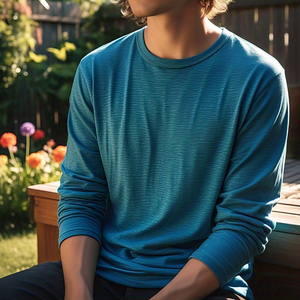 OEM manches longues T-Shirt hommes vêtements de sport léger été T-Shirt hommes 100% coton polyester respirant T-Shirt hommes - Product Image 3