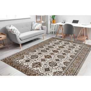 Vintage Pattern Printed <b>Rug</b>, Beige Turkish Vintage Style Non Slip,Luxury Velvet <b>Rug</b> - Product Image 1
