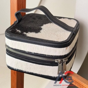 Portable maquillage cosmétique bijoux boîte-cadeau en cuir de vachette véritable haute qualité mallette de rangement bijoux organisateur boîte pour femmes - Product Image 1