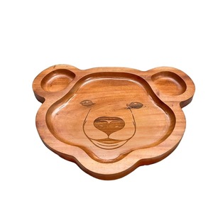 Bandeja de servicio de bambú en forma de oso bonita hecha a mano, plato de madera ecológico para el desayuno y los aperitivos de los niños - Product Image 2
