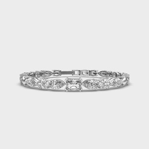 IGI Certified Multi-Shape Lab Grown Diamond Tennis <b>Bangle</b> <b>Bracelet</b> in 14K Yellow / White / Rose Gold - Product Image 3
