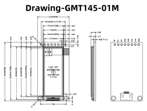 1.45インチTFT LCDモジュール60x160解像度GC9107コントローラフルカラー4ワイヤSPIインターフェース8ピンディスプレイ - Product Image 3