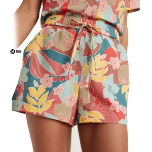 Manufacture Breathable Workout Loose Fit High Waist Summer Sublimation Printed Beach Short Ladies