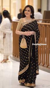 Sari Indio Pakistaní de Diseño en Georgette Puro con Bordado de Espejo y Lentejuelas, Blusa Elegante Tradicional para Fiesta, Boda, Bollywood - Product Image 2