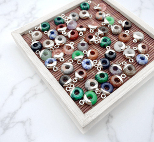 Cuentas redondas lisas de amatista con agujeros grandes, piedras preciosas de plata de ley galvanizadas, colgante de abalorio DIY para la fabricación de joyas - Product Image 4