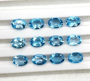 5x7mm Topacio azul suizo natural Corte ovalado Piedras preciosas calibradas facetadas Topacio Piedra suelta para la fabricación de joyas a precio de fábrica a granel - Product Image 2