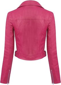 แจ็กเก็ตมอเตอร์โมโตไบเกอร์หนังแกะถักสำหรับผู้หญิงแขนยาวออกแบบได้ตามต้องการ - Product Image 2