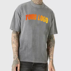 T-shirt à manches courtes décontracté et surdimensionné pour homme personnalisé 100% coton gris 3D Pluff Neck Digital Printed Woven Fabric - Product Image 4