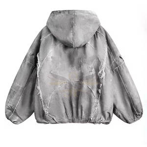 Design personnalisé de haute qualité pull à capuche avec broderie de détresse solide décontracté grande taille sweats à capuche avec broderie de détresse - Product Image 2