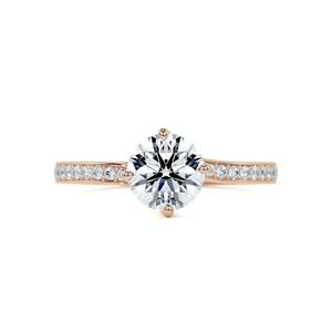 10K amarillo Rosa oro blanco corte redondo laboratorio cultivado diamante boda y anillo de compromiso regalo para ella - Product Image 2