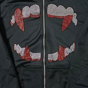 Logo personnalisé fermeture éclair prix usine Oem Services 2025 sweat à capuche femme surdimensionné avec strass scintillant - Product Image 6