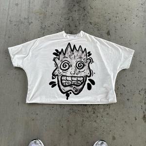 Boxy Hip Hop 250 Gsm T-shirt homme surdimensionné de luxe personnalisé Streetwear Drop Graphic Heavyweight Blank Cotton Polyester/Cotton - Product Image 1