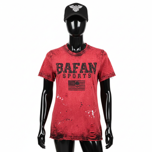 Camiseta de Algodón Premium para Mujer, Lavado Ácido, 180 GSM, Suave y Transpirable, Estilo Vintage Rojo, Impresión Serigrafiada, Logotipo Personalizado - Product Image 6