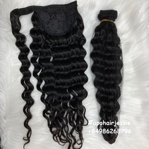 Extensions de cheveux 100% naturels, queue de cheval, ondulées, avec cordon de serrage - Product Image 1