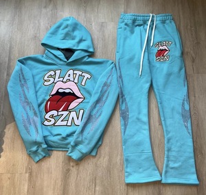 ชุดเซ็ตเสื้อฮู้ดดี้โอเวอร์ไซส์และกางเกงขายาวสไตล์สตรีทแวร์สำหรับผู้ชาย ผ้าคอตตอนฟลีซเนื้อหนัก 400 กรัม ระบายอากาศได้ดี ชุดสองชิ้นคุณภาพพรีเมียม - Product Image 1