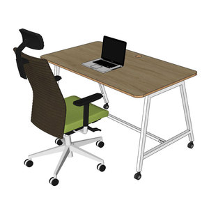 Bureau mobile au design minimaliste FOS 140x70cm en bois mélaminé avec pieds en fer, mobilier de bureau - Système FOS003 - Product Image 2