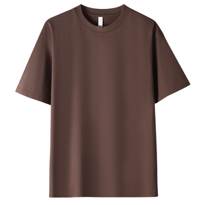 Camiseta 100% de algodón para hombre, estilo de moda de Color sólido con cuello redondo, manga corta, cómoda, holgada, Impresión de logotipo personalizable - Product Image 5