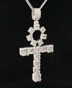Pendentif Ankh en or blanc 14k et diamant Moissanite VVS 925 plaqué or et argent meilleur prix pour les femmes - Product Image 2