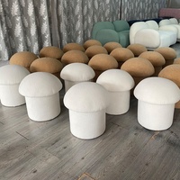 Mobilier de salon de luxe moderne, tissu à Boucle blanche, repose-pieds rembourré, pouf nordique rond en forme de champignon