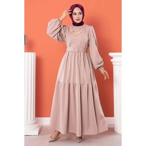 Robe Hijab Longue Ceinturée Stone - Product Image 4