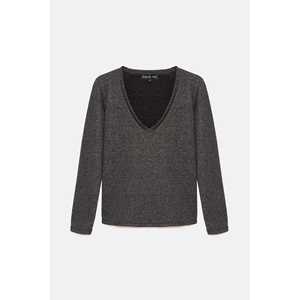 T-shirt brillant à manches longues et col en V pour femme, coupe ajustée décontractée, haut court léger et respirant, disponible en tailles XXS et XS - Product Image 5