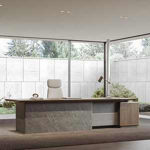 Warm Brown <b>L</b>-<b>Shaped</b> Executive <b>Desk</b> Solid & Engineered Wood Curved Worktop with Power Box 1-Year Warranty - Product Image 1
