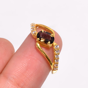 Anillo de piedras preciosas de cuarzo ahumado de corte ovalado chapado en oro de estilo clásico de Plata de Ley 925, regalo perfecto para fiesta de boda para mujer - Product Image 3