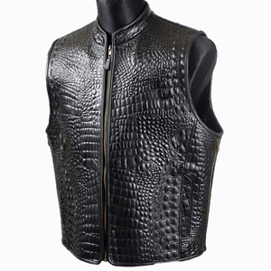 Chaleco de piel de vaca de otoño e invierno informal personalizado para hombre 2025, Chaleco de cuero con cuello en V de lana de primera capa, traje de diseño transpirable - Product Image 1