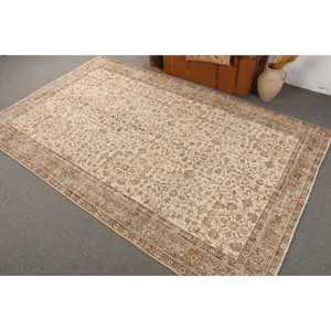 พรมวินเทจขนาด 0.5x9.1 ฟุต, พรมวิ่งสไตล์ตุรกี, พรมขนสัตว์ลายสัตว์สีเบจน้ำตาล - Product Image 4