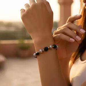 Pulsera de Cuentas de Ónix Negro y Plata 925 para Mujer, Joyería de Moda, Regalo, Pulseras de Cuentas - Product Image 2