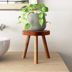 Macetero de madera azul con forma de taburete y soporte para decoración de jardín y hogar, marca privada, a precios de mayorista. - Product Image 6