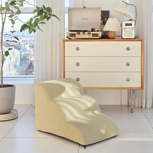 [AllmioPet] 3 Step Cloud Fabric Pet <b>Stairs</b> Beige AMP 3 BE Comfortable <b>Dog</b> and Cat Steps for Easy Furniture Access - Product Image 1